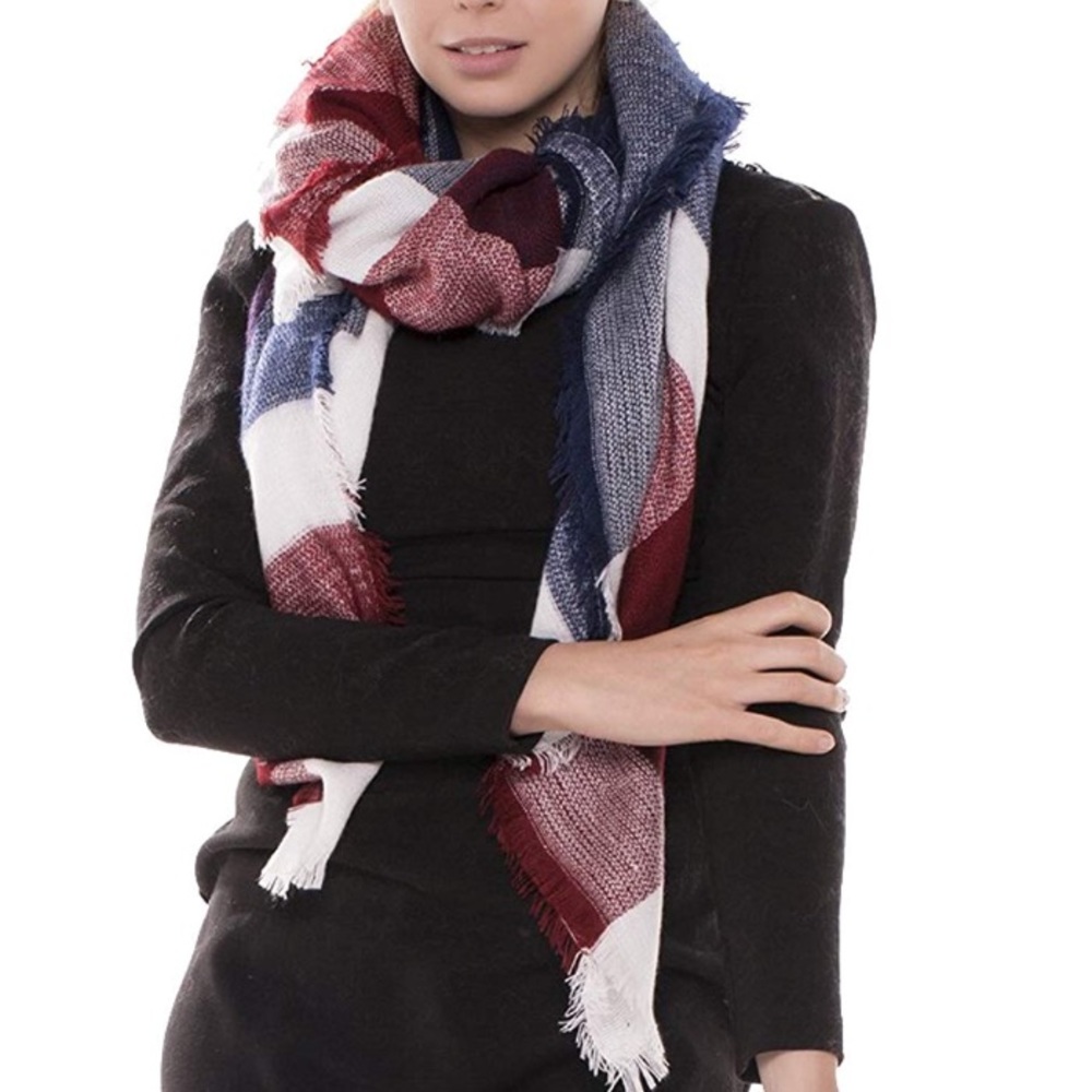 Oversized Red Multi SHAWL PLAID Woman’s Scarf *NWT - Picture 3 of 4